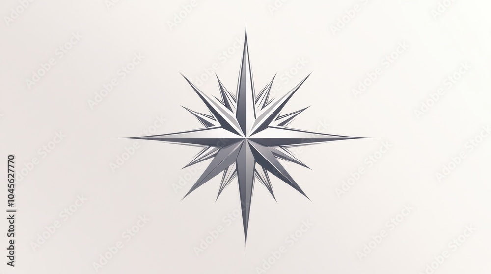 Poster the design showcases a geometric compass rose with clean, sharp lines radiating from a central point