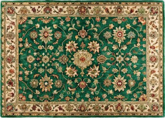 Naklejka premium Hand-Tufted Wool Rug in Rich Emerald Green Featuring Traditional Design for Elegant Interiors