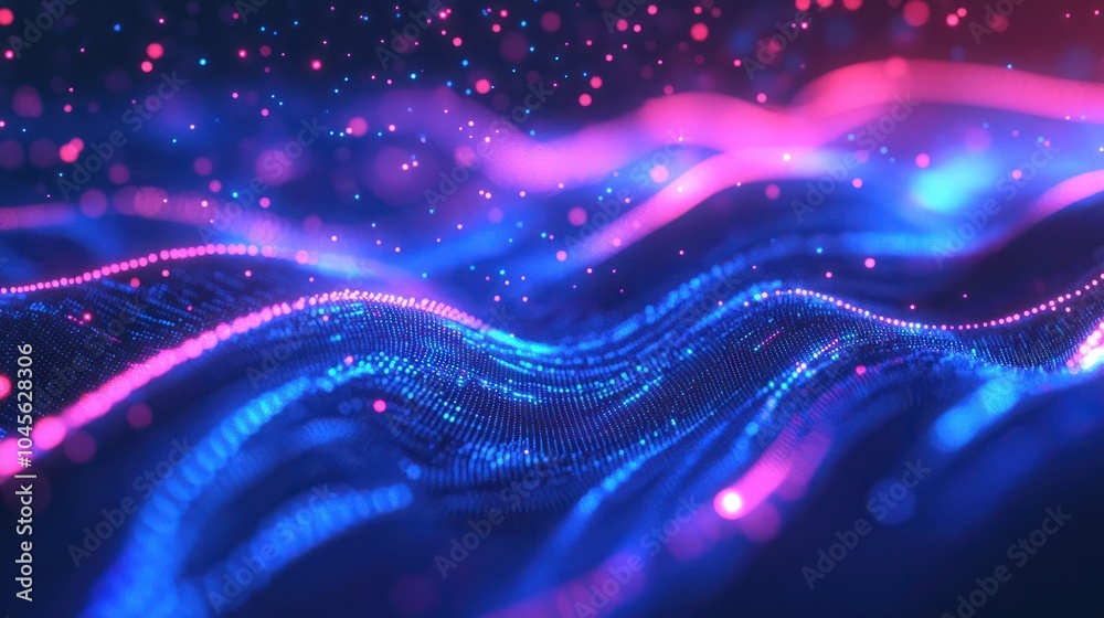 Poster dynamic web of interconnected dots and lines on vibrant blue. technology and communication network i