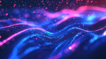 Obraz premium dynamic web of interconnected dots and lines on vibrant blue. technology and communication network illustration. generative ai