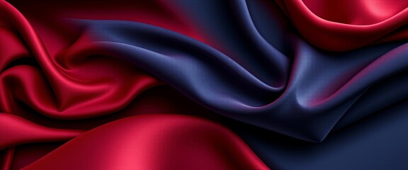 Obraz premium Luxurious Velvet Silk Drapes in Deep Burgundy Midnight Blue Velvet Abstract Background with Soft Sheen and Matte Finish for Digital Art and Wallpaper