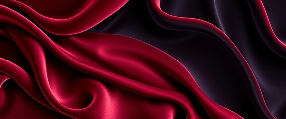 Obraz premium Elegant Velvet & Silk Drapes, Midnight Luxury Abstract Background, Ideal for Digital Art & Wallpapers, with Copy Space