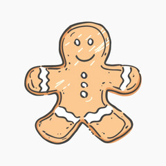 Obraz premium Hand-drawn gingerbread man illustration
