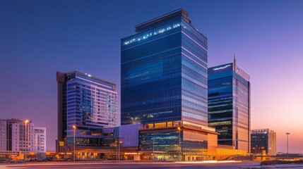 KAFD at Dusk. Riyadh's Financial District Transformed by Blue Hour Sky