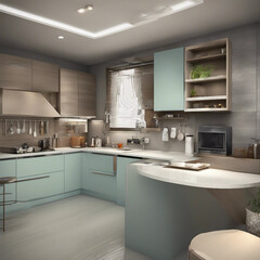 Fototapeta premium kitchen set interior design background