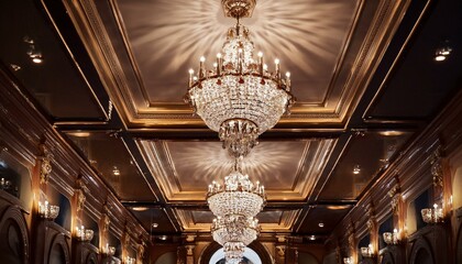 고급스러운 크리스탈 샹들리에가 천장에 달려있다