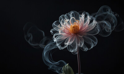 Ethereal Flower Design with Smoke Effects