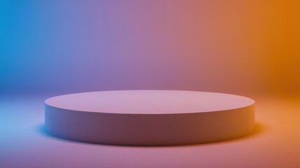 Minimalistic Round Display Platform With Soft Gradient Lighting in a Studio Setting