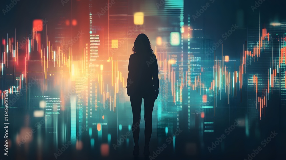 Poster Business Trader Analyzing Market Data Visualization