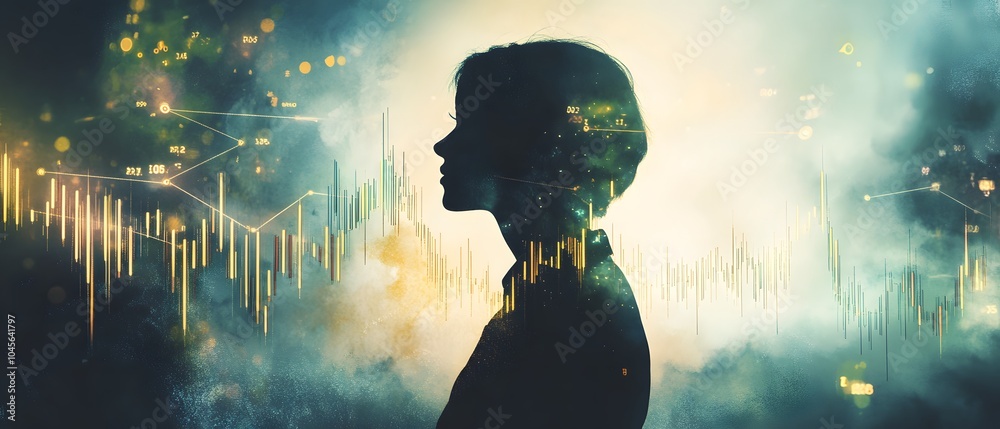 Poster business trader silhouette with data overlay