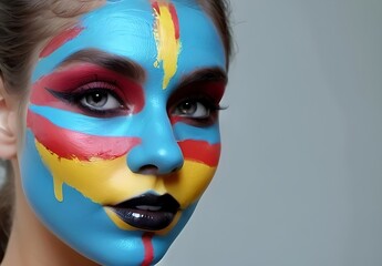 Artistic portrait of a woman with painted face