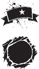 Distressed jagged badge black silhouette vector