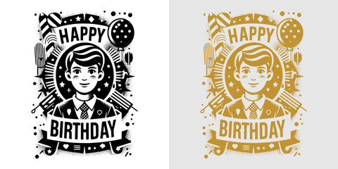 Obraz premium hand-drawn happy birthday card design