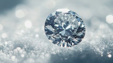 Sparkling Diamond on Soft Snowy Surface