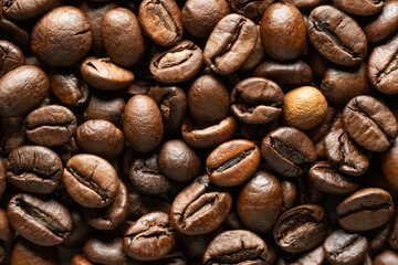 Coffee beans close up background