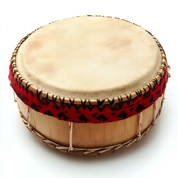 recommend clip art: A traditional drum with a red patterned rim