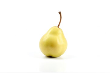 Fresh Asian Pear with Brown Stem on White Background