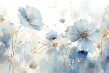 Naklejka premium Delicate watercolor floral art