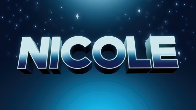 Stylized Text: 'NICOLE' Displayed in Bold Letters with a Cosmic Background, Suitable for Branding or Personal Touches.