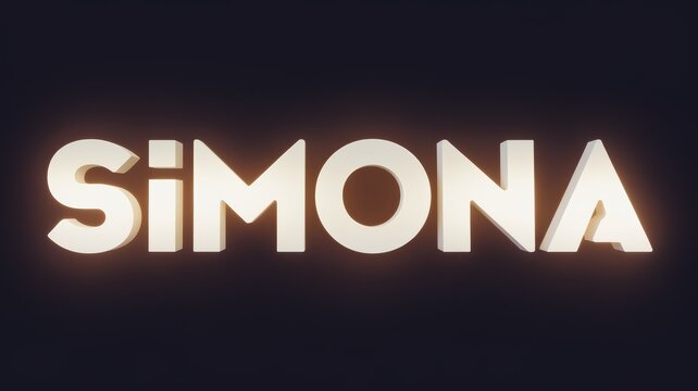 Stylized Text: Illuminated 'SiMONA' in Soft Glow on a Dark Background for Branding and Logos