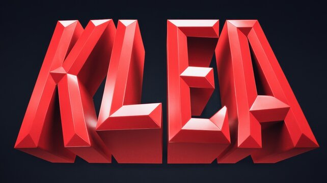 3D Text Art: Bold Red Letters 'KLEA' Against a Dark Background for Branding and Design Purposes
