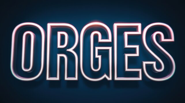 Neon Sign Art: A bold illuminated 'ORGES' against a dark background, perfect for advertising or creative design projects.