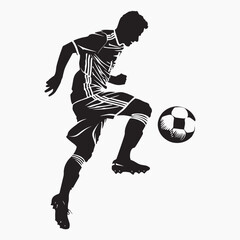 Naklejka premium Silhouette soccer player kicking ball