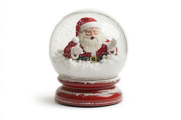 Christmas card. Santa Claus inside a Christmas snowball. Funny. 