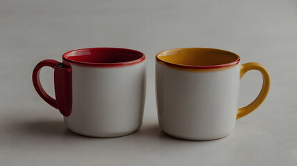 Coffee cup and stylish and modern coffee packaging with or dark brown and a table with a pink background