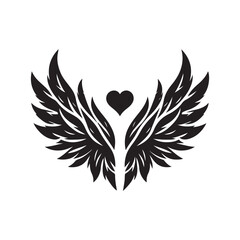 Love Feathered Wings Silhouette Vector Illustrations – Perfect for Romantic Designs