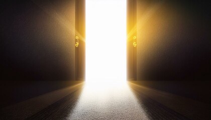 굳게 닫힌 문이 조금씩 열리며 빛이 새어나오는 모습