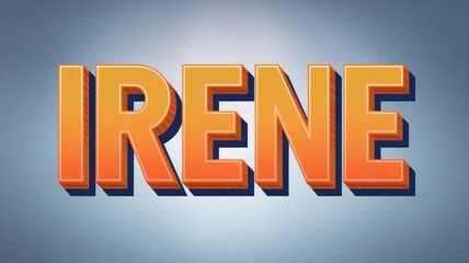 Colorful 3D Text: 'IRENE' in Bright Orange with a Soft Blue Background for Creative Designs