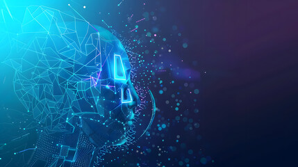 futuristic ai technology icon with machine learning concept in vibrant blue colors