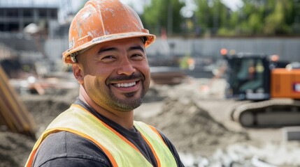 Fototapeta premium portrait of a construction worker smiling at the camera