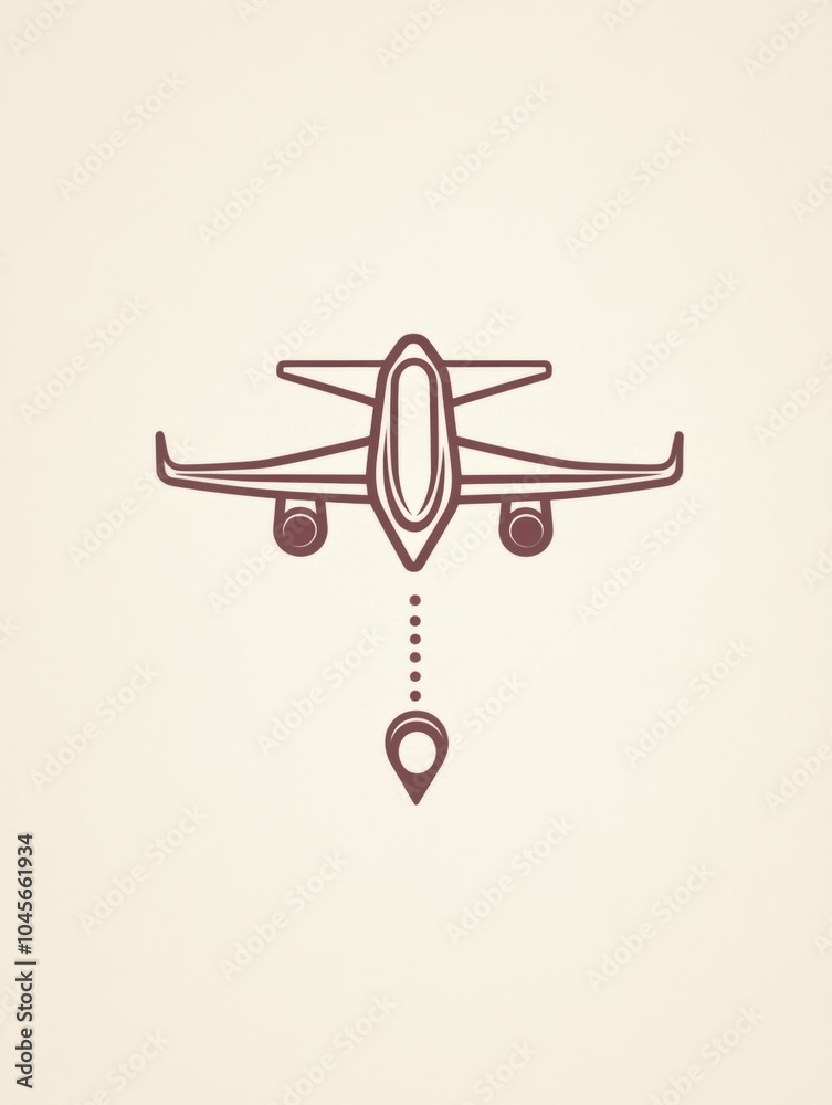 Poster an airplane icon is depicted flying towards a map pin, symbolizing popular travel destinations and t
