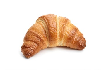 Elegant Closeup Image of Freshly Baked Golden Croissant on a Pure White Background