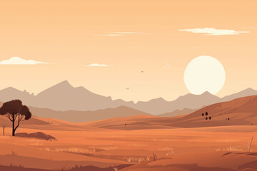 Fototapeta premium Serene desert landscape illustration