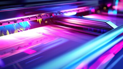Close-Up View of a Large Format Printer in Action