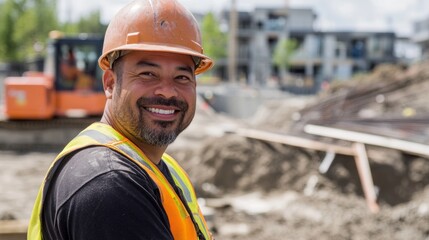 Fototapeta premium portrait of a construction worker smiling at the camera