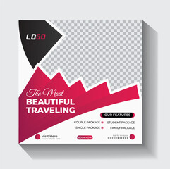 Adventure travel social media post template.