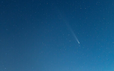 Comet C/2023 /A3 Tsuchinshan-Atlas at the starry sky.