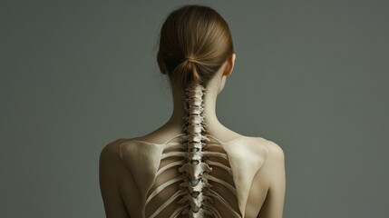 Scoliosis. Spinal cord problems on woman's back.