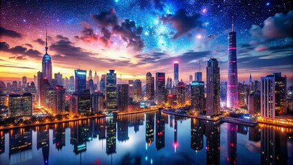 Obraz premium Empower Your Vision: Night Photography Capturing Urban Landscapes and Inspirational Scenes