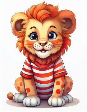 Beb&eacute; le&oacute;n vestido con camiseta rojiblanca