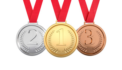 Gold, silver, and bronze medals