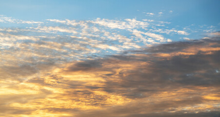 Sky background. beautiful bright evening sunset sky. 