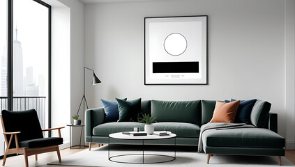create mock poster modern living room simple frames technology tools