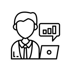 Data Strategy Consultant Outline Icon, Vector illustration