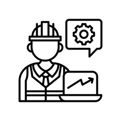 Data Engineer Outline Icon, Vector illustration