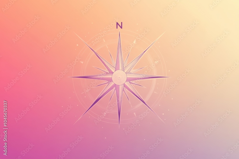 Poster the design showcases a geometric compass rose with clean, sharp lines, highlighted by a subtle gradi